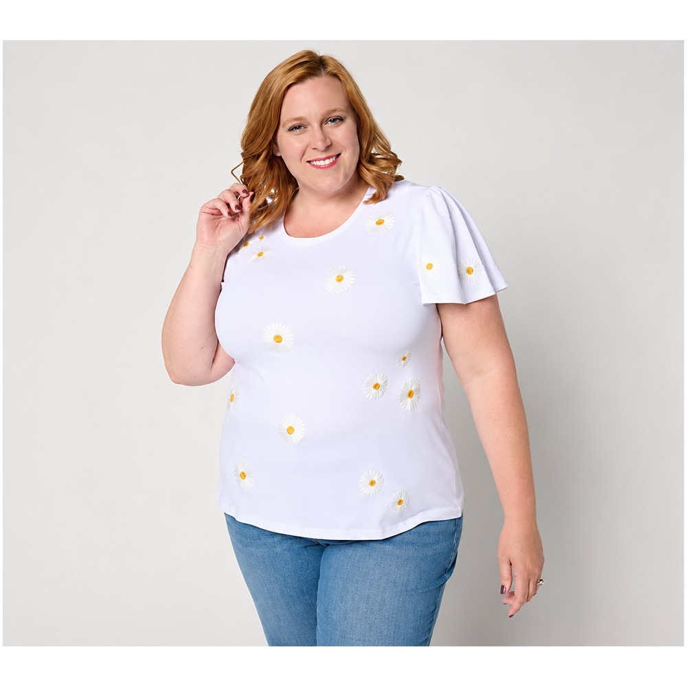 Driftwood Jeans Relaxed Flutter Tee - Daisy Daisy, Large